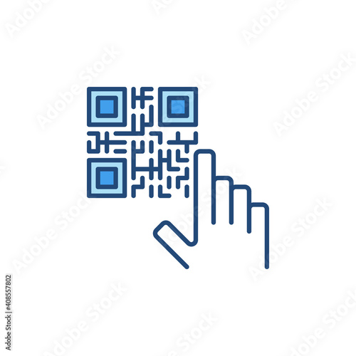 QR Code and Hand vector concept colored icon or symbol