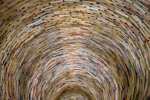 close up of books in a spiral
