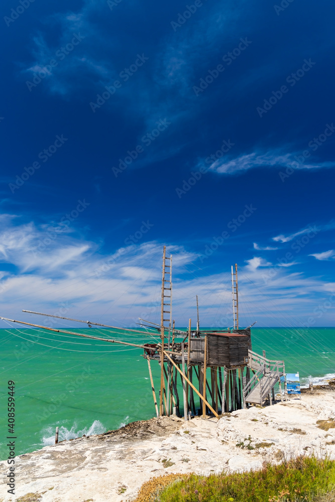 fishing towers near Vieste, NP Gargano, Foggia, Italy