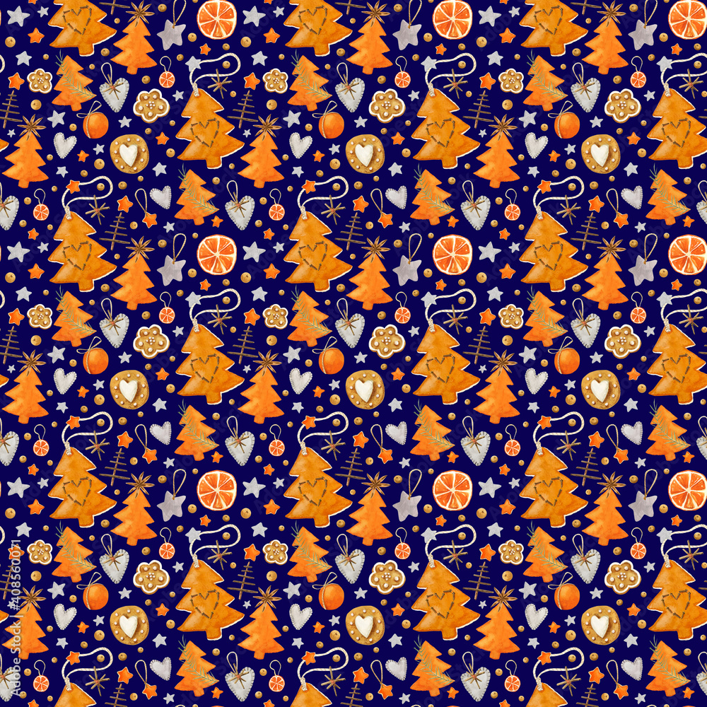 Spicy holiday oranges tree pattern