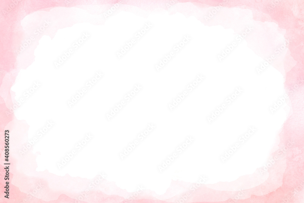 Decorative watercolor pink frame with uneven edges