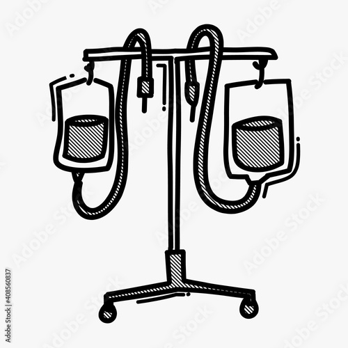 Blood bag doodle vector icon. Drawing sketch illustration hand drawn line eps10