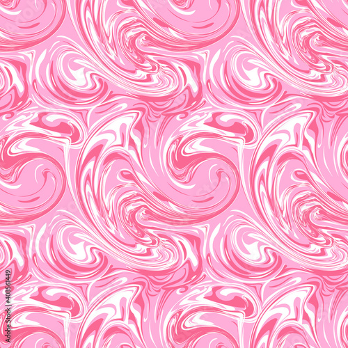 Liquid, marble, fluid, ink, water abstract texture vector pattern pink and white color background. Hand drawn vector illustration