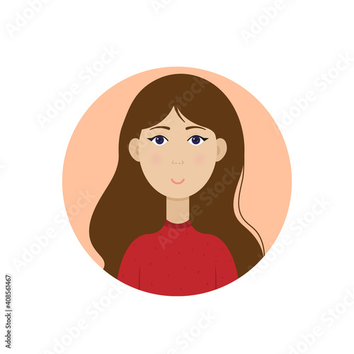 Girl avatar. Flat icon. Vector illustration.