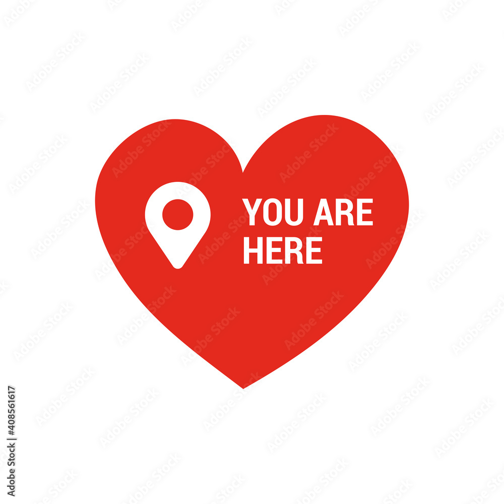 You are here with heart. Love pin You are here with heart. Love pin