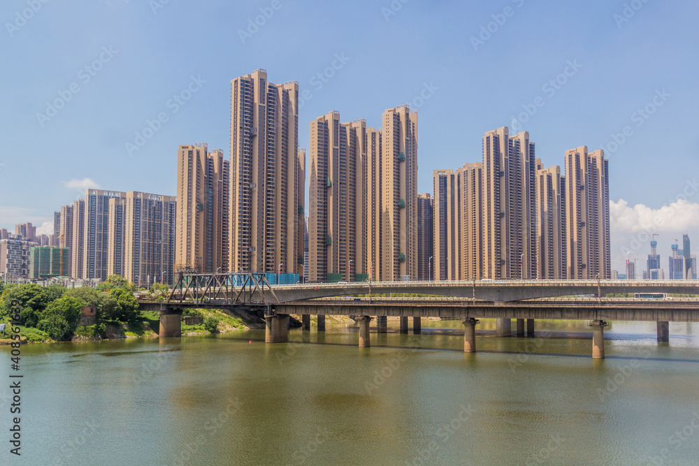 Naklejka premium High rise buildings in Changsha, Hunan province, China