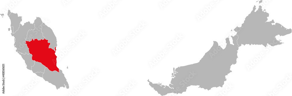Fototapeta premium Pahang state isolated on malaysia map. Gray background. Business concepts and backgrounds.