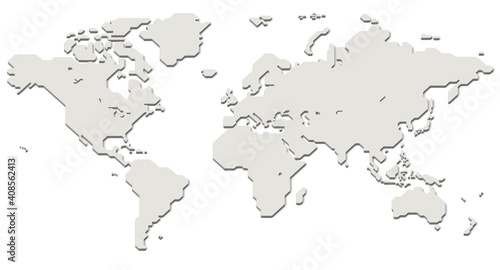 World map with shadow (simplified outline world map)