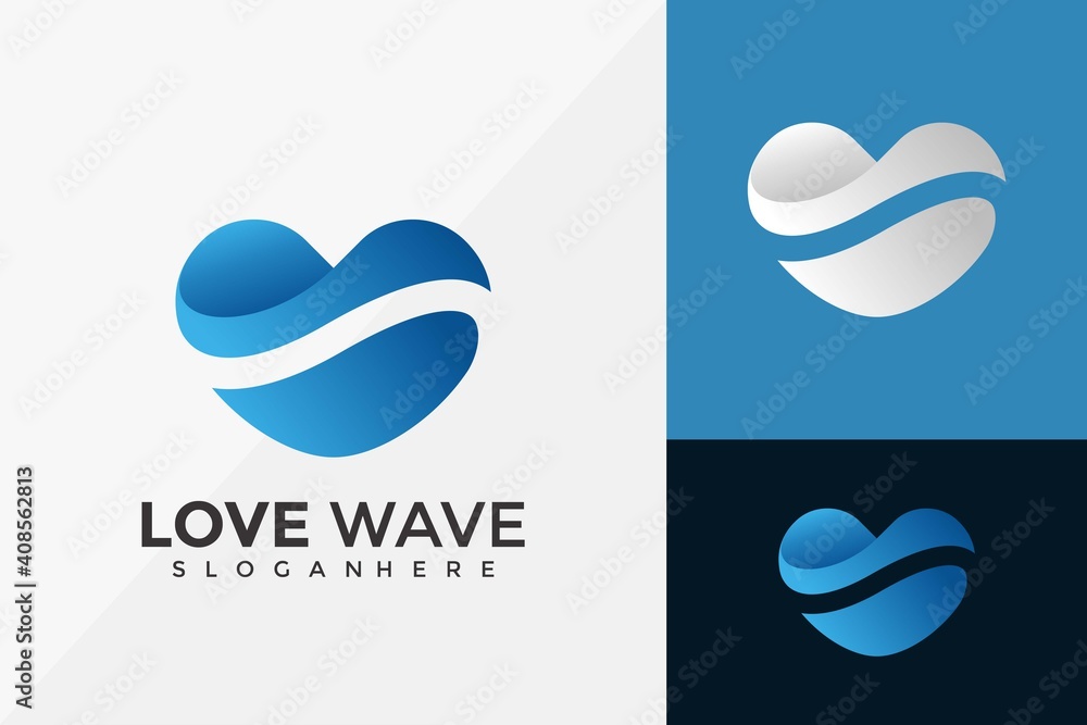 Love Wave Logo Design, Brand Identity Logos Designs Vector Illustration Template Love Wave Logo Design, Brand Identity Logos Designs Vector Illustration Template
