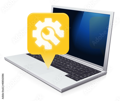 Ordinateur portable avec un indice de réparabilité moyen jaune (reflet)