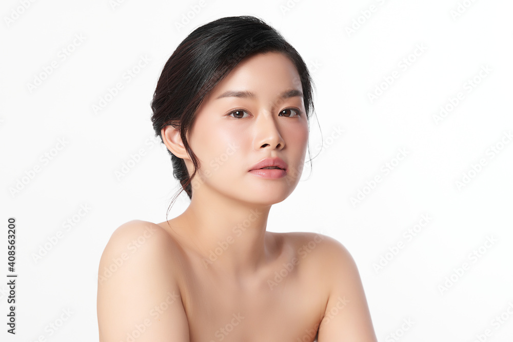 Beautiful young asian woman with clean fresh skin on white background, Face care, Facial treatment, Cosmetology, beauty and spa, Asian women portrait Beautiful young asian woman with clean fresh skin on white background, Face care, Facial treatment, Cosmetology, beauty and spa, Asian women portrait