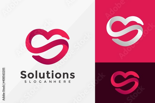 Letter S Love Solutions Logo Design, Brand Identity Logos Designs Vector Illustration Template