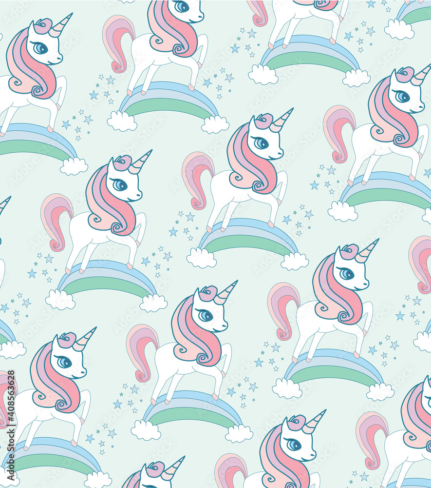 happy unicorns jumping on the rainbow - pattern happy unicorns jumping on the rainbow - pattern