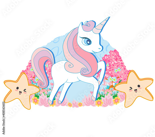 Fototapeta Naklejka Na Ścianę i Meble -  Beautiful unicorn, ornamental floral icon