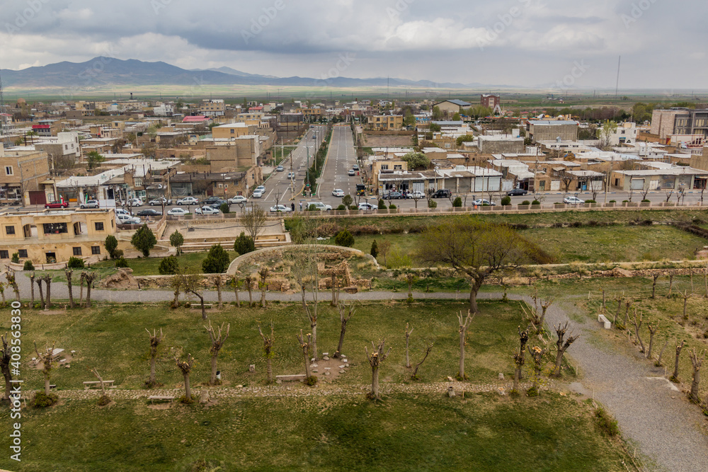 Aerial view of Soltaniyeh town in Zanjan province, Iran