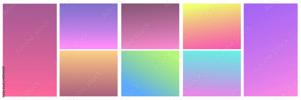 Colorful gradient background. Smooth multicolor vector. Template gradient set for screen or UI designs.