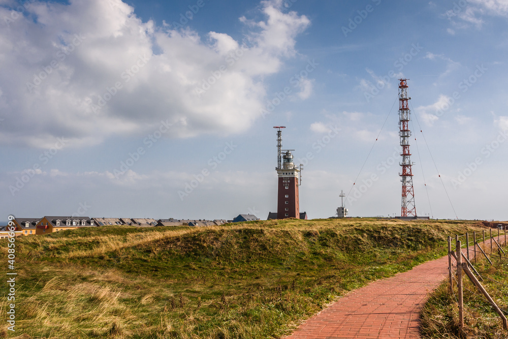 Helgoland, Oberland, Blick vom Klippenrandweg auf den Leuchtturm, Nordsee, Schleswig-Holstein, Deutschland