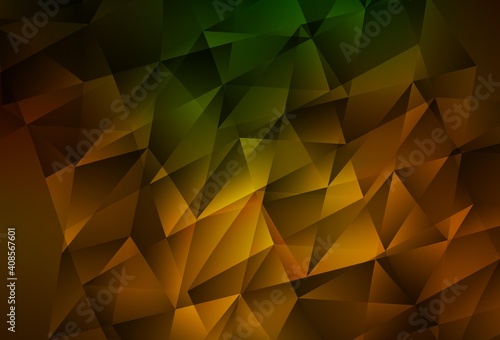 Dark Green, Yellow vector background with triangles.