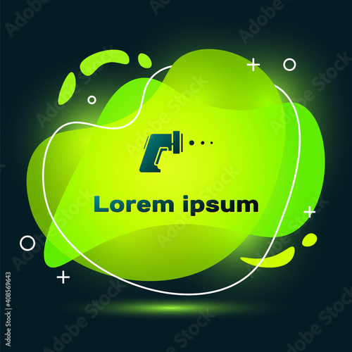 Black Digital contactless thermometer with infrared light icon isolated on black background. Abstract banner with liquid shapes. Vector.