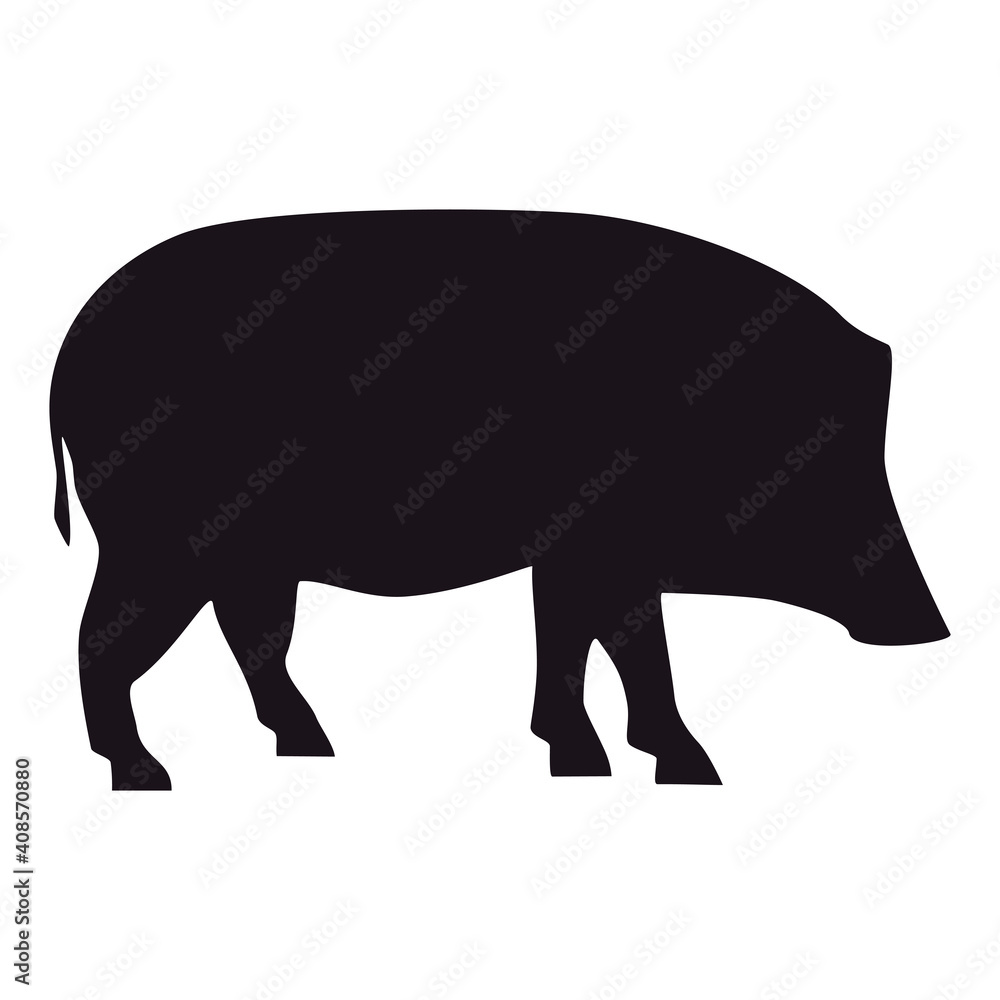 Wild boar silhouette, icon. Vector illustration on a white background. Wild boar silhouette, icon. Vector illustration on a white background.