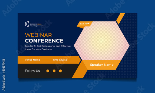 Webinar conference web banner or social media horizontal banner design. online Business invitation or live conference banner design