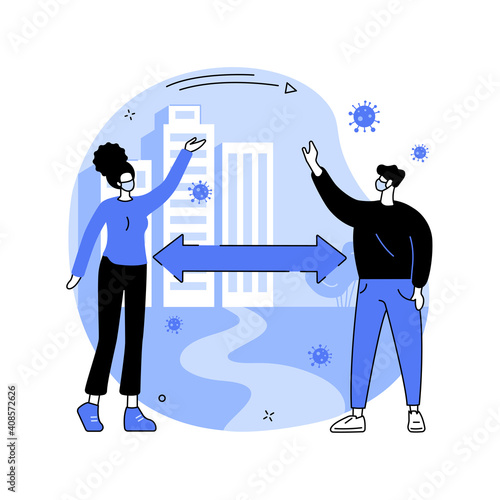 Social distancing abstract concept vector illustration. World coronavirus outbreak impact, self isolation, forced quarantine, communication ban, stay at home, do your part abstract metaphor.