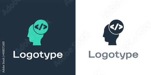 Logotype Web design and front end development icon isolated on white background. Logo design template element. Vector.