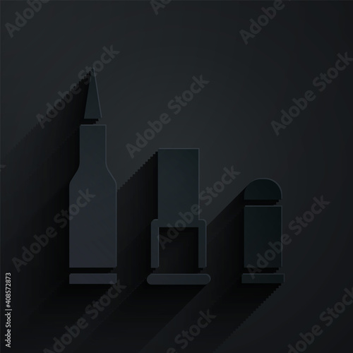 Paper cut Bullet icon isolated on black background. Paper art style. Vector.