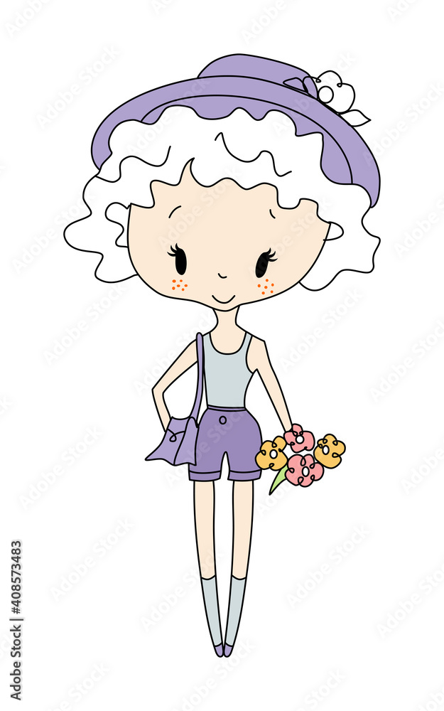 Illustration of little girl doll Illustration of little girl doll