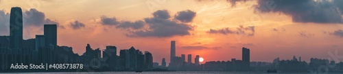 Sunset in Hong Kong fishing valley, Lei Yue Mun