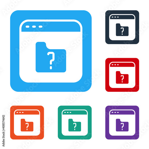 White File missing icon isolated on white background. Set icons in color square buttons. Vector.