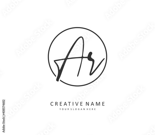 AR Initial letter handwriting and signature logo. A concept handwriting initial logo with template element.