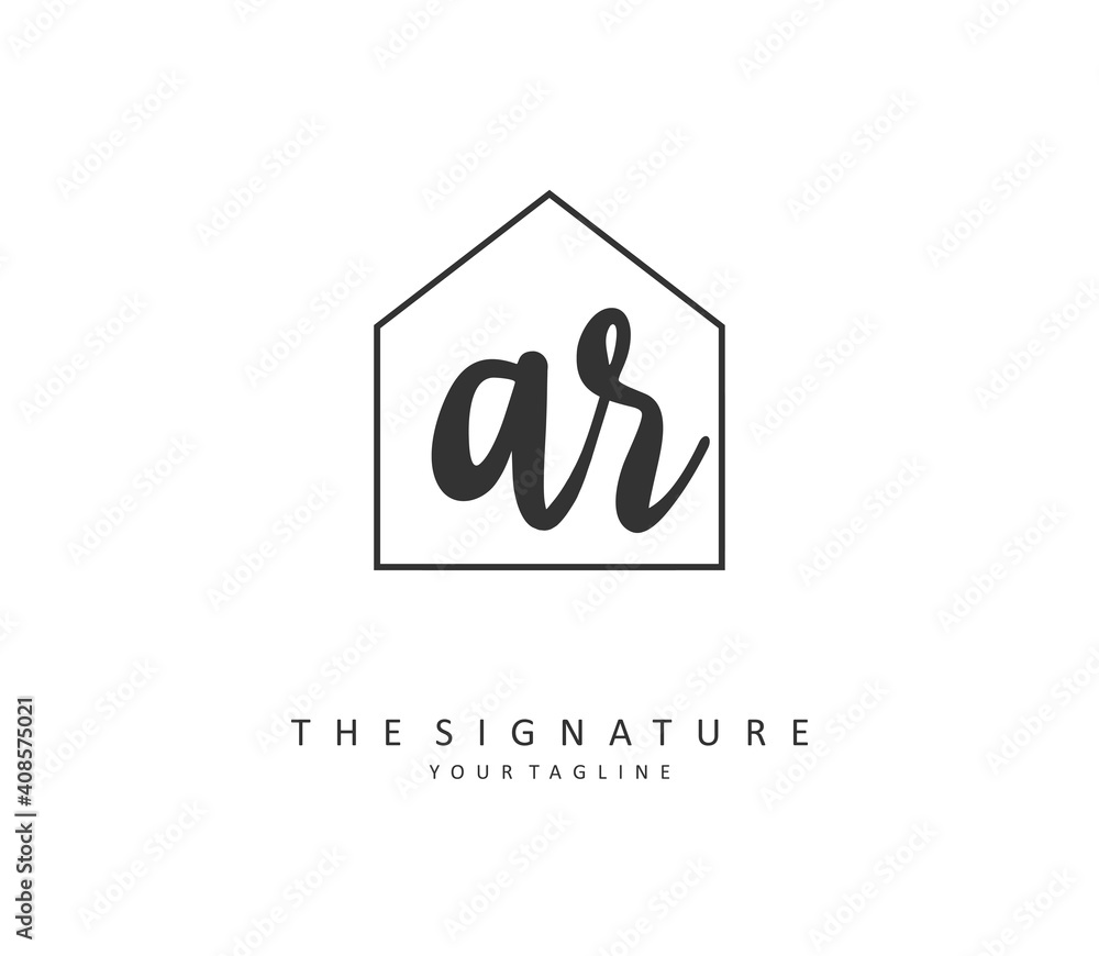 AR Initial letter handwriting and signature logo. A concept handwriting initial logo with template element.