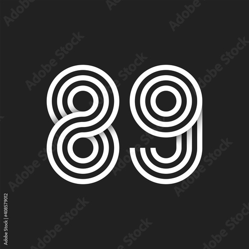 Number 89 with black and white background photo