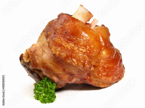 Grilled Pork Knuckle Isolated on white Background photo