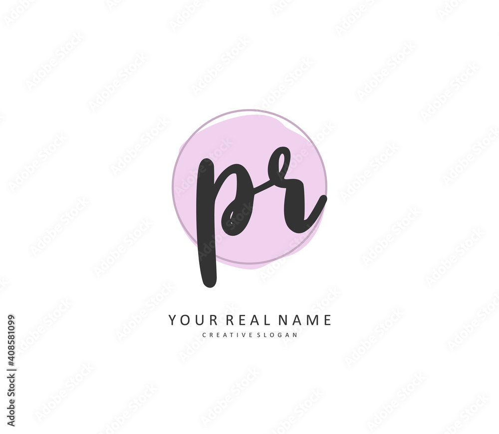 PR Initial letter handwriting and signature logo. A concept handwriting initial logo with template element. PR Initial letter handwriting and signature logo. A concept handwriting initial logo with template element.