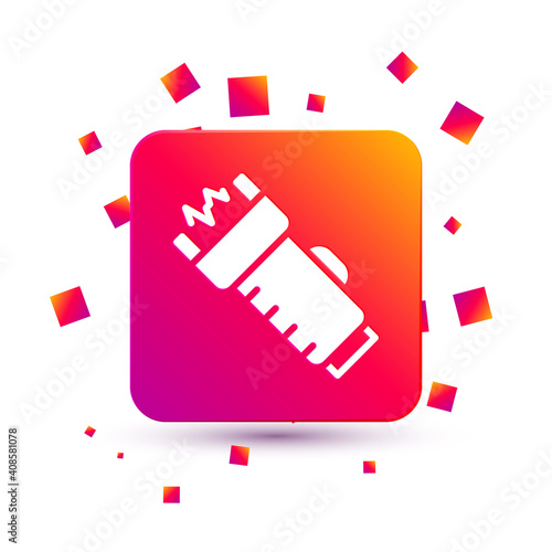 White Police electric shocker icon isolated on white background. Shocker for protection. Taser is an electric weapon. Square color button. Vector.