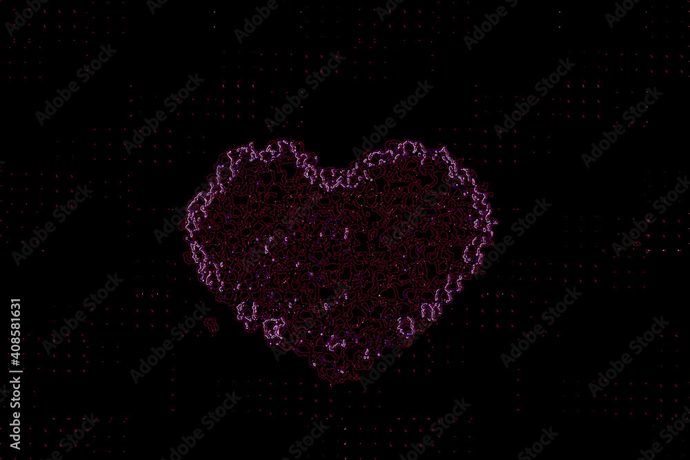 simple detail backdrops. Dark purple and black digital heart pattern. Cool creative template for web design
