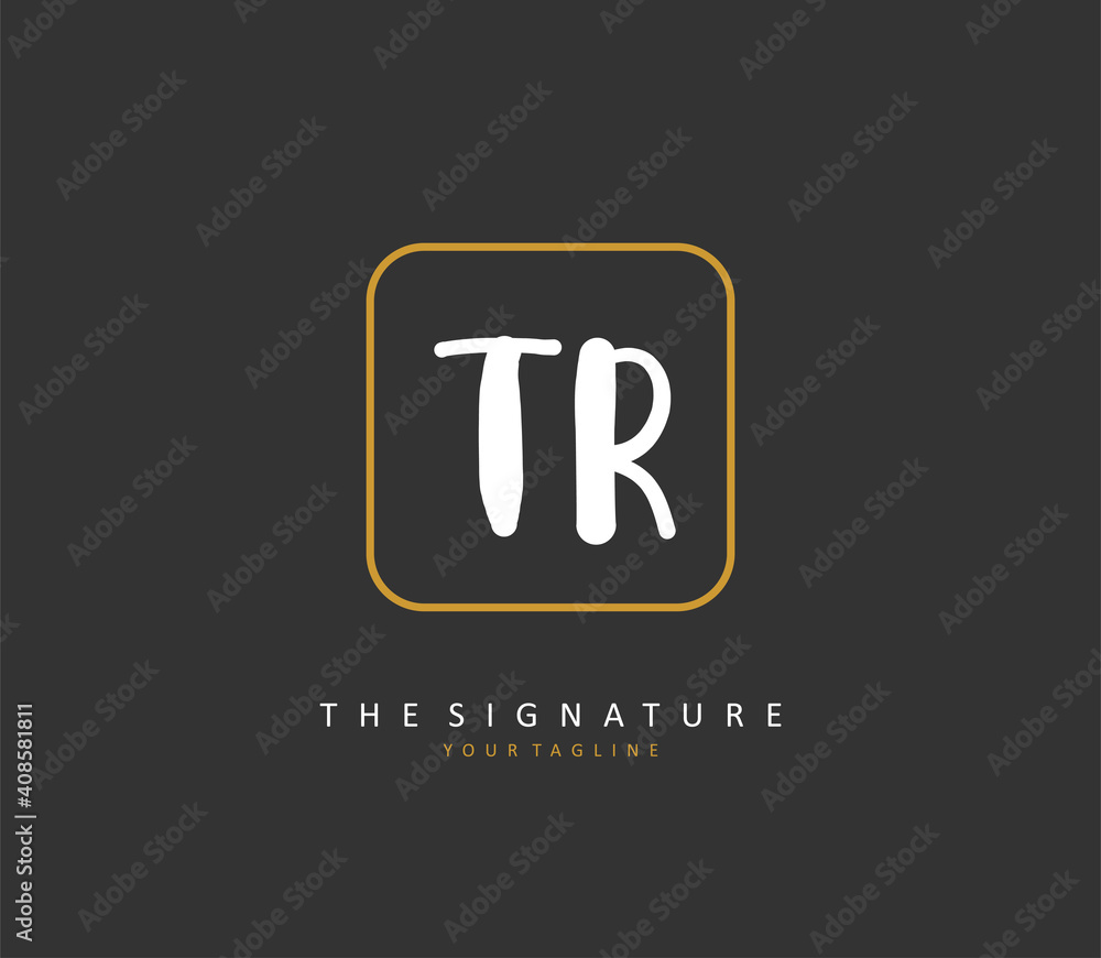 TR Initial letter handwriting and signature logo. A concept handwriting initial logo with template element.