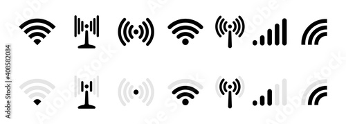 Photo Wi-fi, wireless connection, antenna signal strength icon