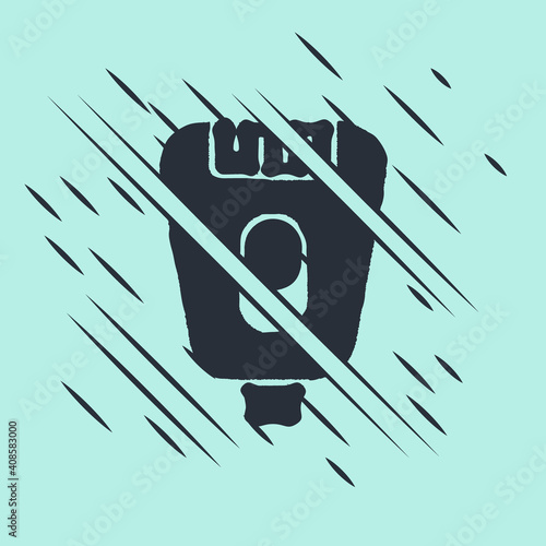 Black Epilator icon isolated on green background. Depilation by electric razor. Hair removal on the body. Glitch style. Vector.