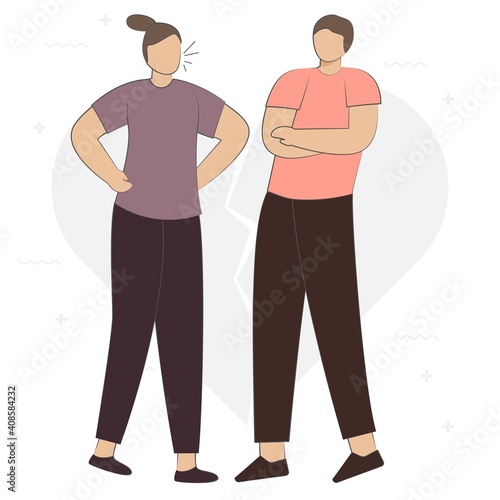 Angry people during conflict, disagreement, and quarrels. People character shouting. Couples and friends brawling and shouting at each other. aggressive men and women. Flat cartoon vector illustration