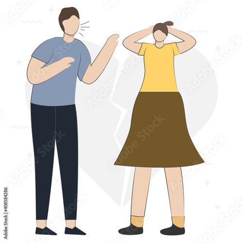 Angry people during conflict, disagreement, and quarrels. People character shouting. Couples and friends brawling and shouting at each other. aggressive men and women. Flat cartoon vector illustration
