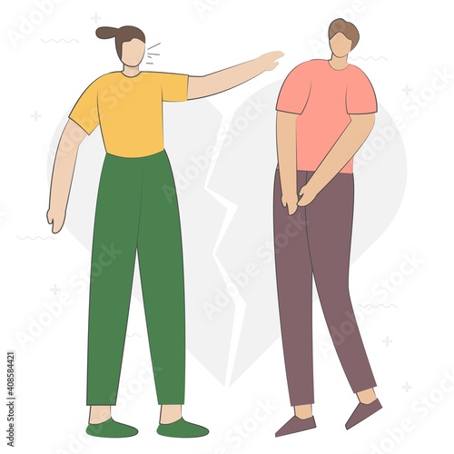 Angry people during conflict, disagreement, and quarrels. People character shouting. Couples and friends brawling and shouting at each other. aggressive men and women. Flat cartoon vector illustration