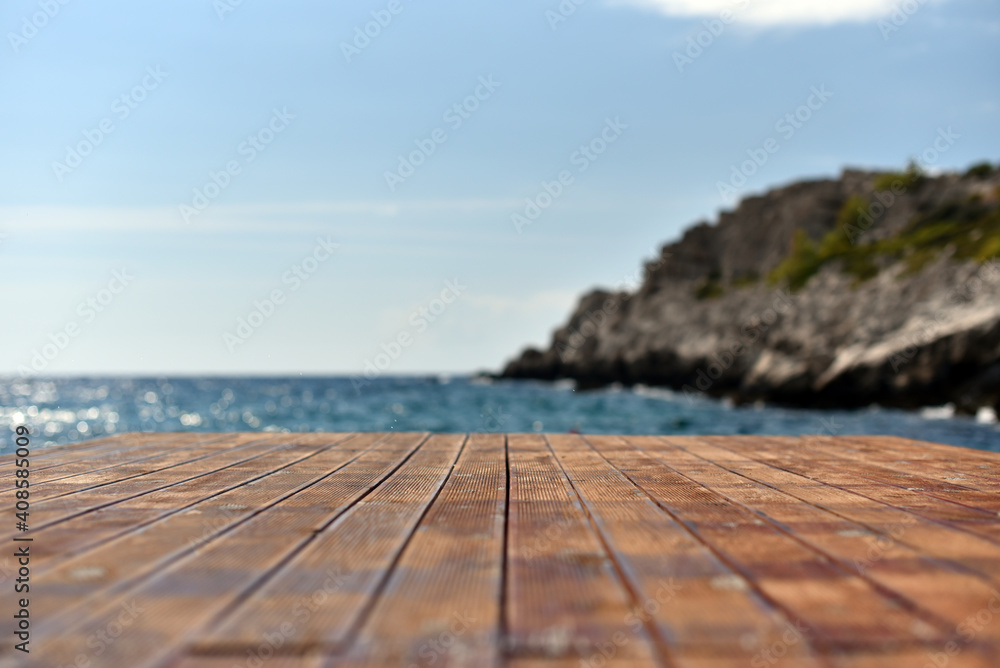 sea wooden pier in selective focus