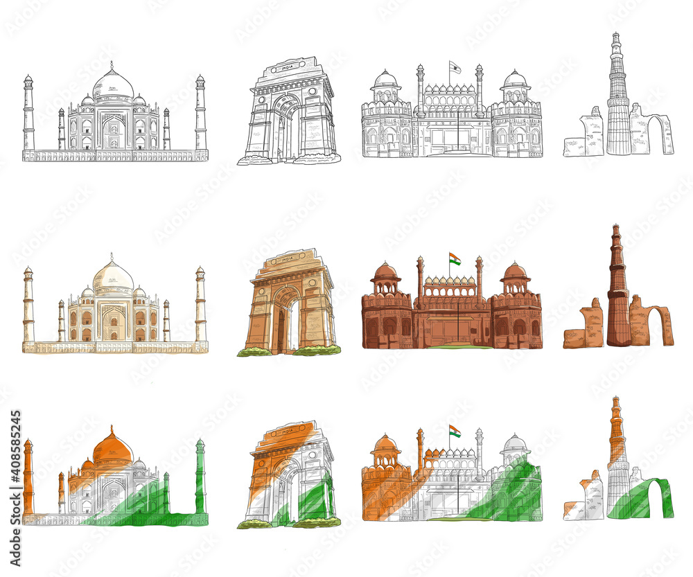 Must visit tourist places in India - Taj Mahal, India Gate, Red Fort, Qutab Minar