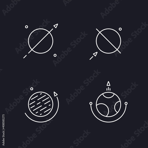 The Space Flight logo set. The conquest of space, orbit, ship