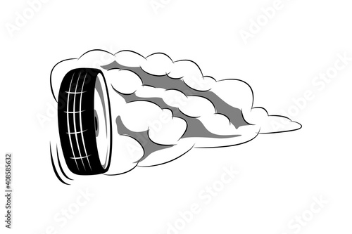 The illustration smoke car wheels drift