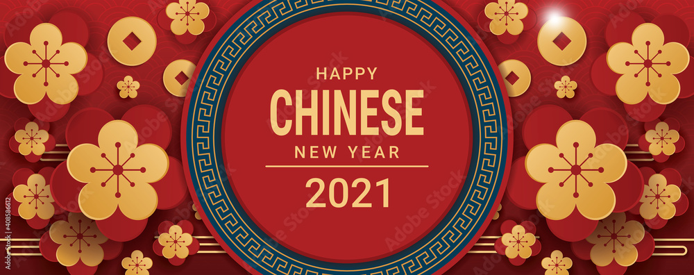 happy chinese new year 2021 banner design . vector illustration