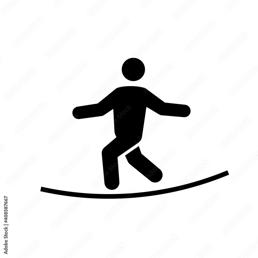 Tightrope walking icon. Clipart image isolated on white background.
